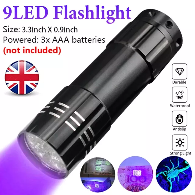 LED UV Black Light Torch Ultra Violet Gas Leak Forensic Blood Urine Detector UK