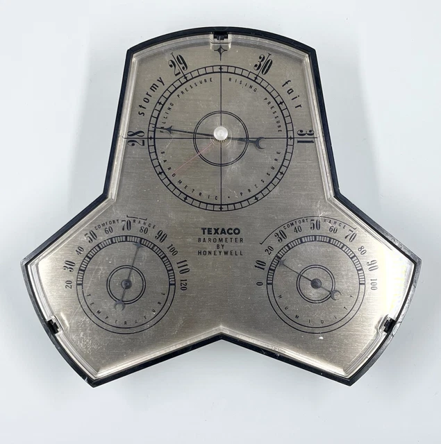 Vintage Texaco Barometer Thermometer Weather Station by Honeywell Type N9A USA