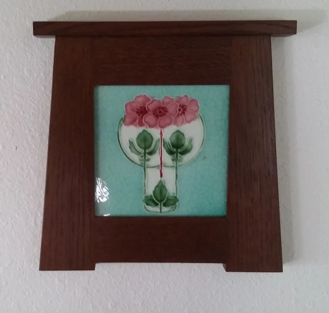 T & R Boote Antique English Art Nouveau Tile w/ Arts & Crafts Frame 8