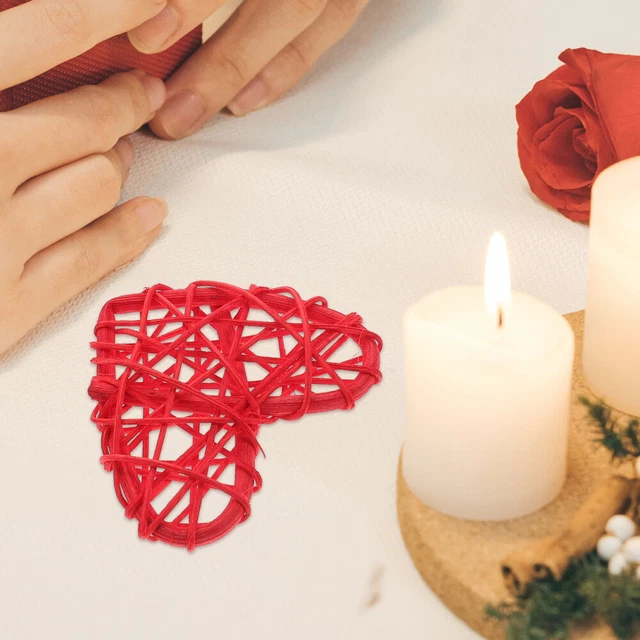 24 piezas bolas de ratán colgantes en forma de corazón decoraciones de boda corazón bolas de ratán
