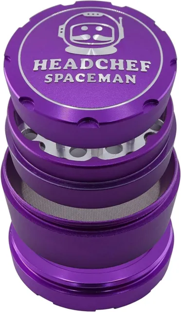 Headchef Spaceman Premium Grinder Sharp Teeth and Sifter Scraper / 4 Piece, 55mm