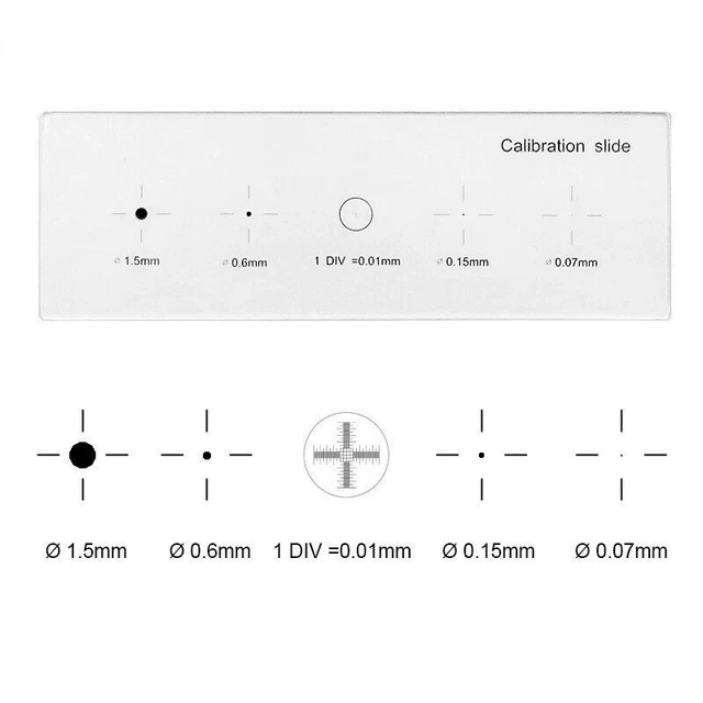Microscope Stage Micrometer Calibration Glass Slide 4 Reticle Cross Line Scale