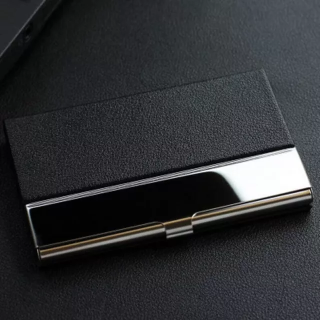 Personalize Custom Font Text Logo Engraved Business Card Holder Case - Black