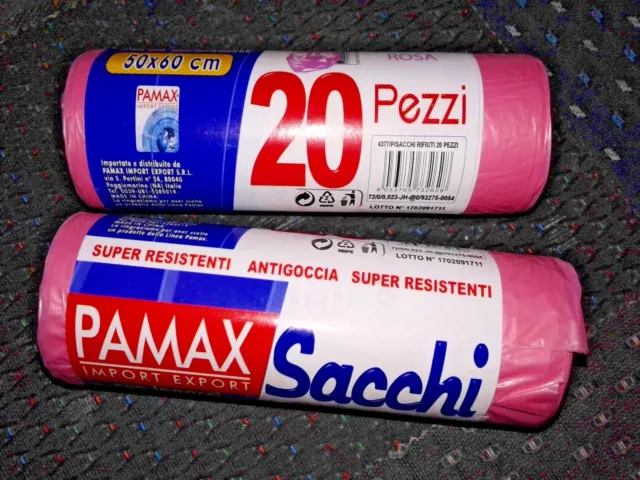 Lotto 40 Buste Spazzatura Immondizia 50X60 Cm Trasparenti ROSA per Rifiuti