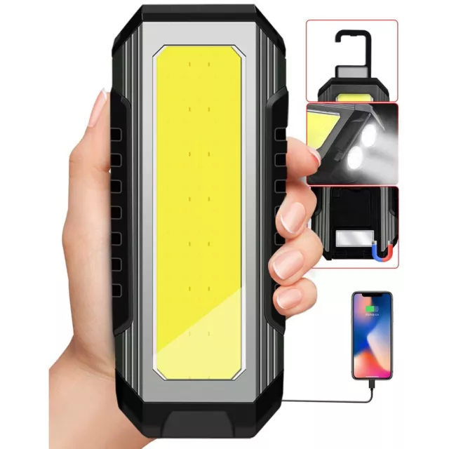 LED Rechargeable Work Light Magnetic Torch Flexible Inspection Lamp Cordless UK