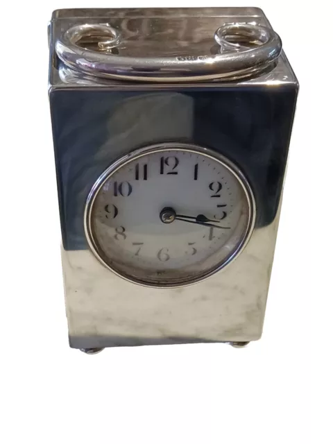 RARE Antique Solid Silver French Carriage Clock  GOLDSMITH & SILVERSMITH 1920
