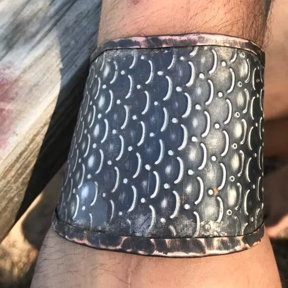 Gladiator Viking Sterling Silver 925 Copper Cuff Wide Bracelet Mens Mermaid