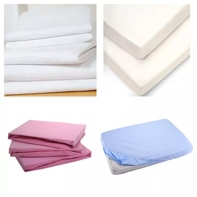 2 x Cot Bed  Fitted Sheets 140 x 70 cm 100% Cotton - Soft Jersey Sheets