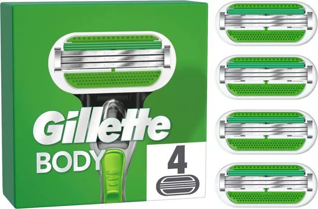 Gillette Body Rasierklingen für Nassrasierer Herren, 4 Ersatzklingen mit 3-fach