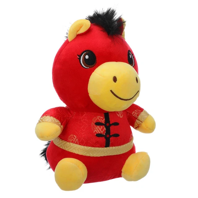 Peluche Cheval Rouge 2026 – Porte-bonheur Pour Le Nouvel An Chinois, Trop Mignonne !