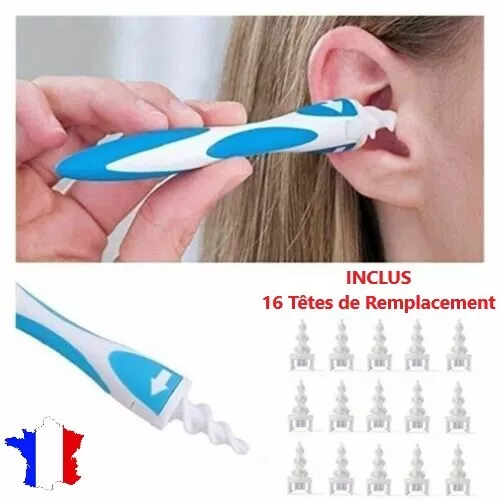 Kit Nettoyeur Oreille Spirale Coton Tige Silicone Cure-oreille Nettoyage Cérumen