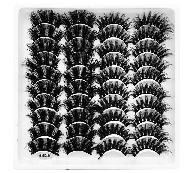 20 Pair 3D Natural Bushy Cross False Eyelashes Mink Hair Eye Lashes Black new