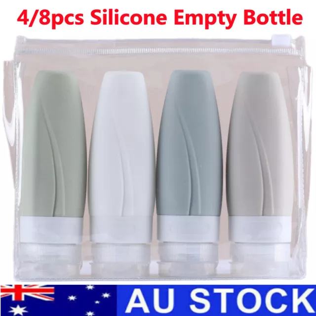 Silicone Empty Bottle- Travel Shampoo Lotion Cosmetic Container Dispenser 4/8PCS