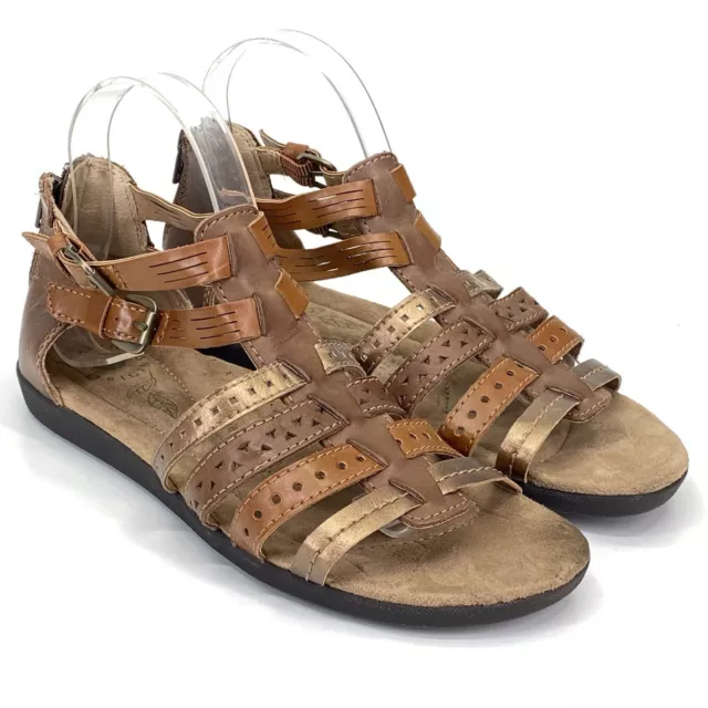 Earth Origins Harlin Gladiator Sandals Women Sz 8.5M Leather Brown Bronze (A19)