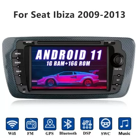 For Seat Ibiza 2009-2013 1+16GB 7" Android Car Radio Stereo GPS Sat Nav WIFI SWC