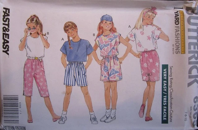 6365 Uncut Vintage Butterick Cartamodello Ragazze Top Pantaloncini Gonna Ff Oop