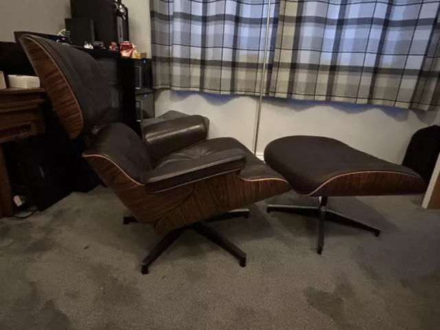 Eames Inspired Lounge Chair and Ottoman Rosewood