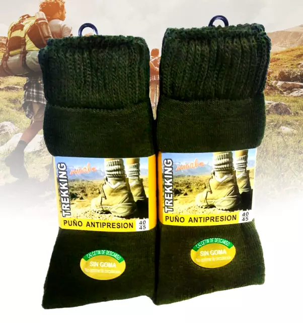 6 PARES VERDES CALCETINES TERMICO PUÑO ANTIPRESION  TREKKING SENDERISMO env 48h