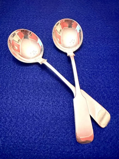 STERLING SILVER GORHAM OLD ENGLISH TIPT  2 CREAM Gumbo SOUP SPOONS 7 1/8” VTG