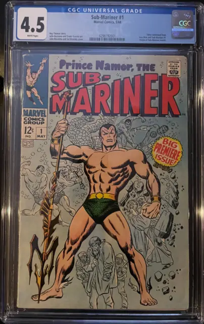 SUB-MARINER #1 CGC 4.5 Marvel May 1968 WHITE Pages Origin of Sub-Mariner