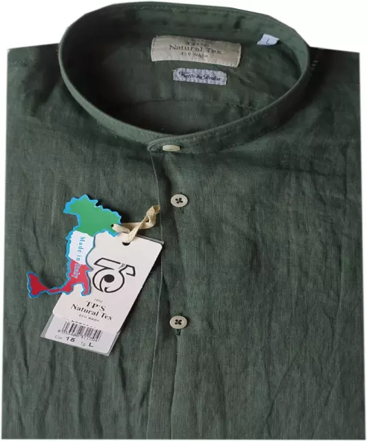 CAMICIA UOMO Taglie forti puro lino COREANA 2XL 3XL 4XL 5XL 6XL verde TIPO's