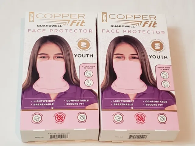 2 Guardwell Copper Fit Face Protector Youth Pink