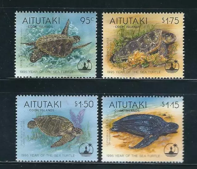 Aitutaki  SC # 513-516 Year Of The Sea Turtle .  MNH