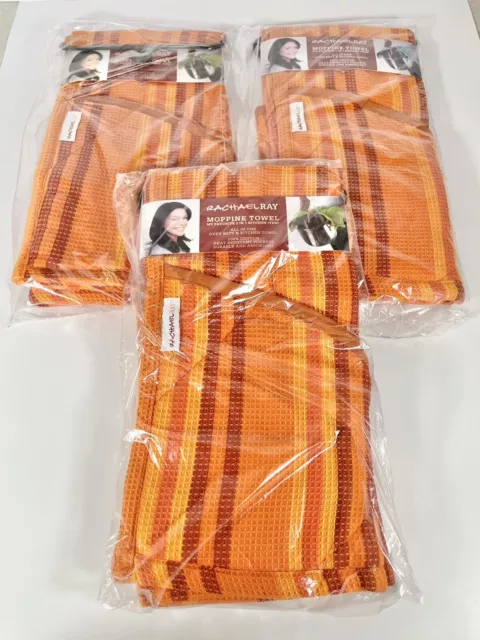 Rachael Ray Kitchen Towel and Oven Glove Moppine A 2-in-1 Kitchen Towel with Pot-Holder Pockets Burnt Orange