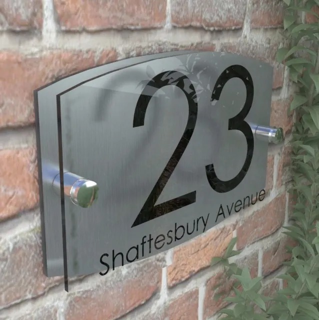 Contemporary House Sign Plaque Door Number 1 - 999 Personalised Name Plate EM27B
