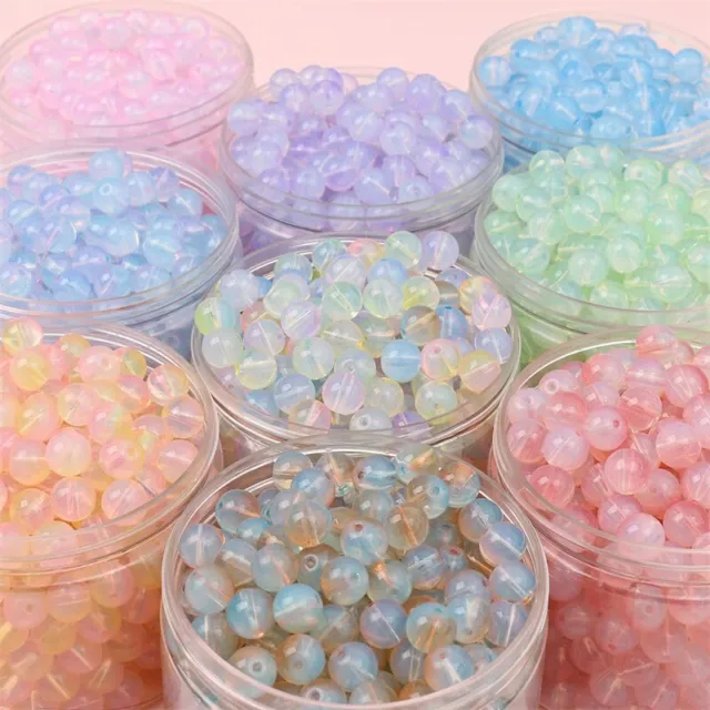 30stk Rund 10mm Opal Bunt Kristall Glas Lose Perlen Für die Schmuckherstellung