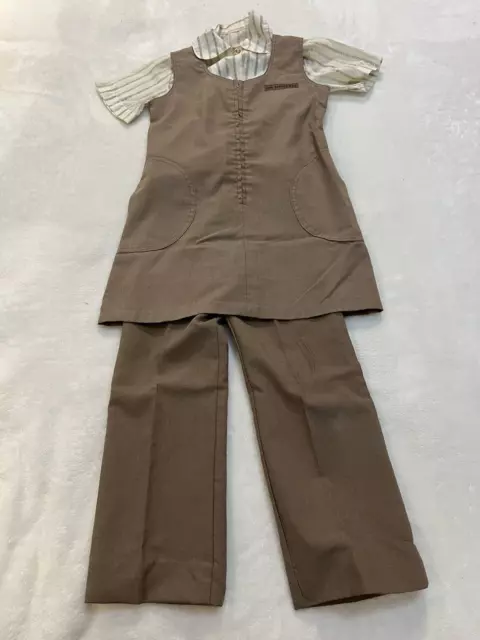 Vintage 1980 BROWNIE Girl Scout UNIFORM-JUMPER, S/S BLOUSE, pants