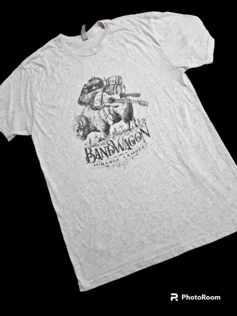 Next Level Apparel Miranda Lambert Band Wagon Large Tour Shirt Gray Graphic Tee