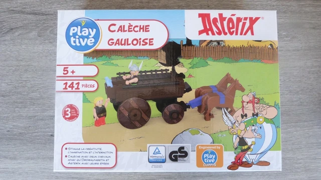 ASTERIX CALECHE GAULOISE AVEC 2 FIGURINES CLIPPYS LIDL PLAY TIVE idem LEGO NEUF