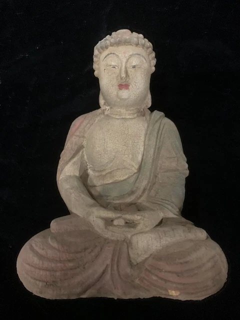 8.3 Inches Tibetan Old Wood Hand Carved *Sakyamuni Buddha* Statue Daa001