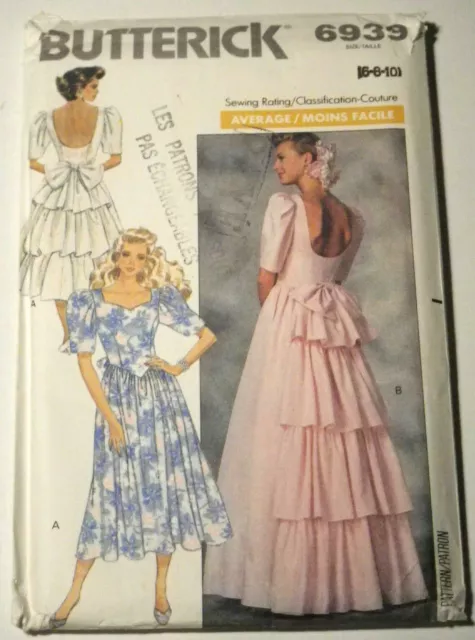 B-6939 VTG Gown Dress Sewing Pattern Butterick Size 6-8-10 Uncut