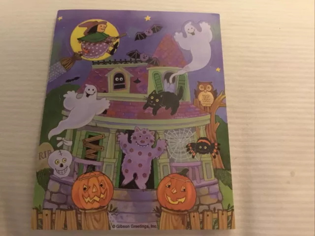 Vintage Gibson Greetings Halloween Sticker Sheet Rare Haunted House Scene