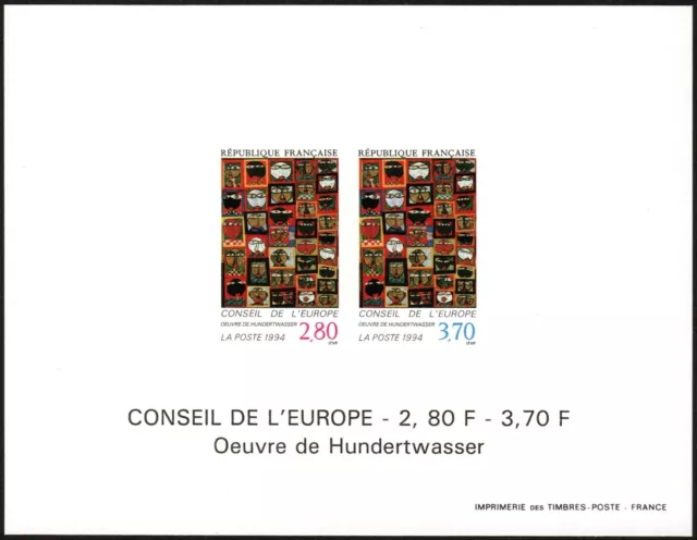 Hundertwasser - Frankreich/Dienstmarken Europarat, MiNr. 51, 52, Ministerblock