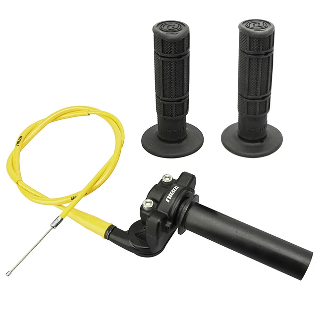 NIBBI Universal Motorcycle Throttle Handlebar + 2Pcs Twist Grips +Throttle Cable