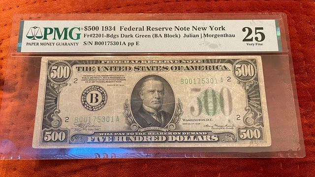 1934 $500 Federal Reserve Note PMG VF25 New York