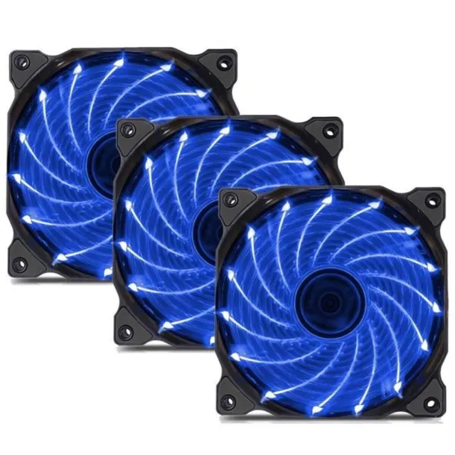 X3 Ventilateurs pour Boîtiers PC CPU Refroidisseurs Silencieux 120mm 15LED