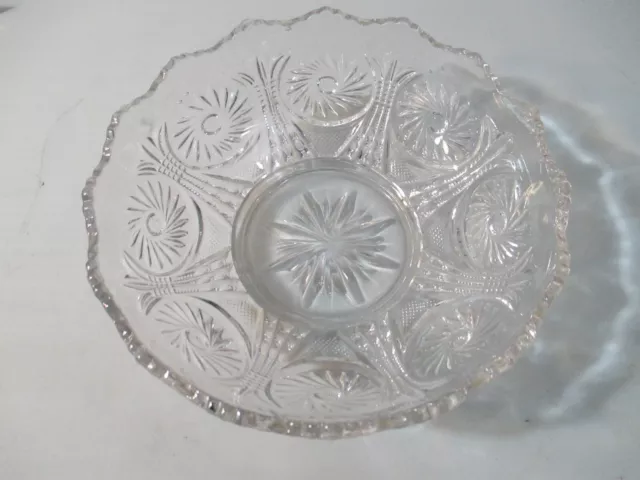 Vintage AMERICAN BRILLIANT CUT GLASS CRYSTAL BOWL 8” Fruit Bowl