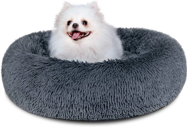 Donut Plush Pet Dog Cat Bed Fluffy Soft Warm Calming Bed Sleeping Kennel Nest