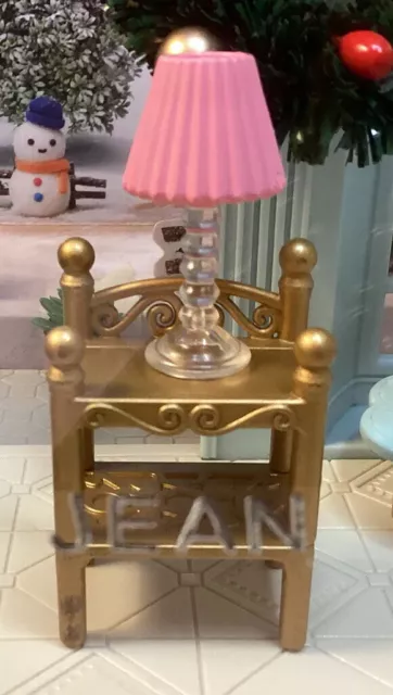 Sylvanian Families BEDROOM SIDE TABLE + LAMP      Ornate Brass Style     Spares