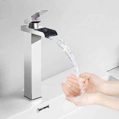 Bathroom Vessel Sink Faucet Single Handle Hole Waterfall Vanity Basin Mixer Tap