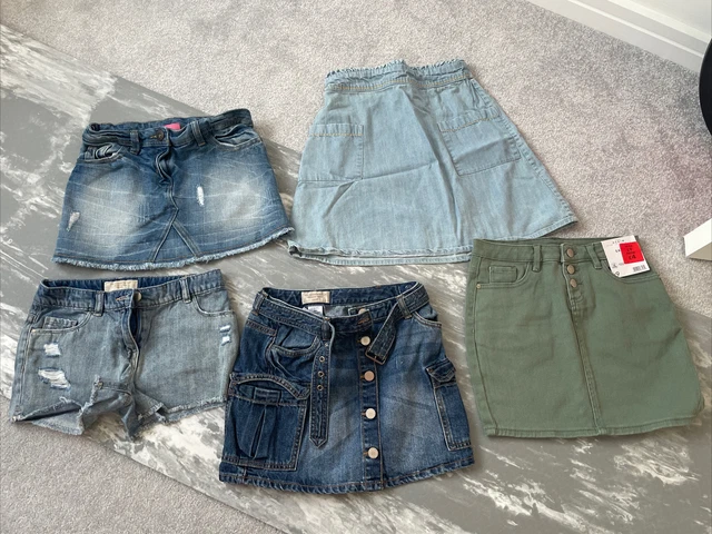 Girls Denim Shorts And Skirt Bundle Next, Fat Face, Asda 9 Years