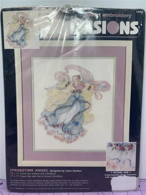 Kit de bordado de cinta DIMENSIONES - ÁNGEL PRIMAVERA - 13"" x 15"" lana Gordon