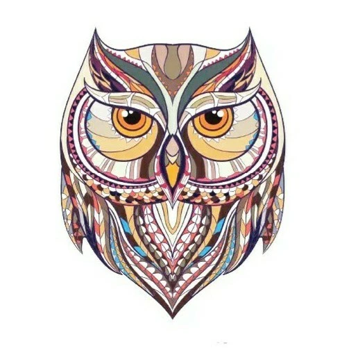 Owl Native American Patch Heat Transfer Iron On Graphic 3.11" X 3.66" Bird