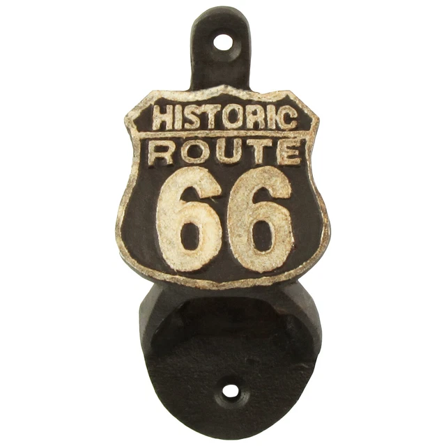 Cast Iron US Route 66 Wall Mount Beer Cap Soda/Pop Top Bottle Opener Pub Decor
