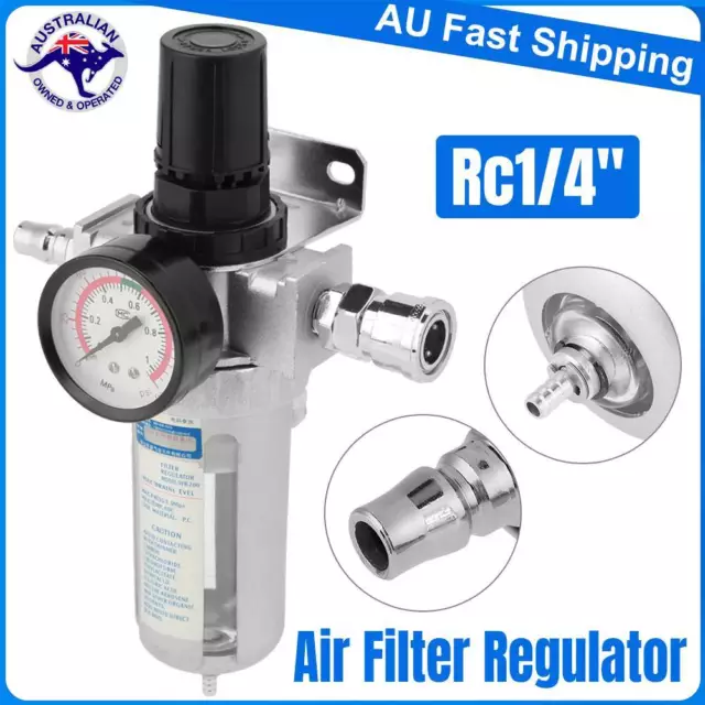 Air Compressor Filter Regulator Oil Water Separator Pressure Gauge Rc1/4" 145PSI