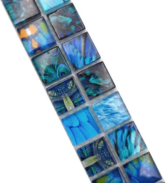Wandbordüre Mosaik Borde Bordüre Glasmosaik BIRD Hellblau DunkelblauWB68BOR-WL74